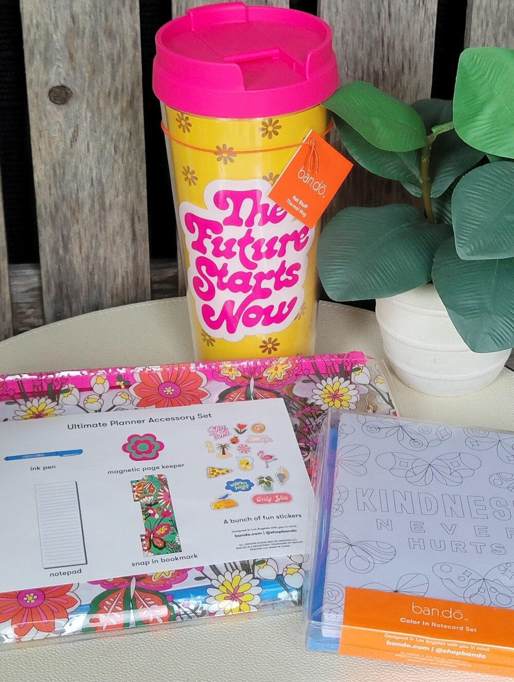 ban.do HOT STUFF thermal mug  hot pink & yellow, Activity Pack, Note Cards - Picture 8 of 8